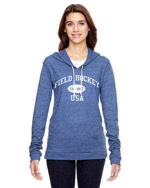 Field Hockey Eco Jersey Pullover Hoodie-Vintage Distressed Established Date USA