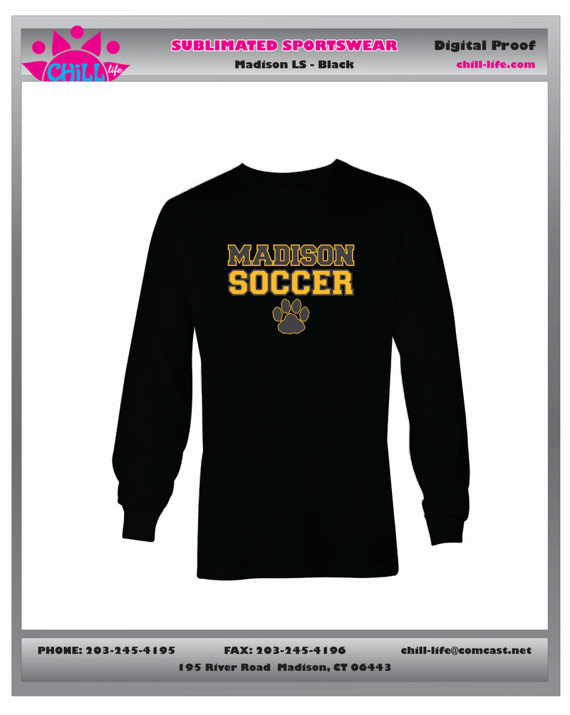 MADISON YOUTH SOCCER LONG SLEEVE PERFORMANCE SHIRT-BLACK