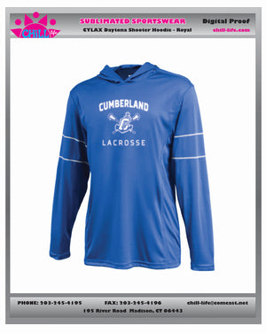 CUMBERLAND YOUTH LACROSSE DAYTONA SHOOTER HOODIE-YOUTH AND ADULT SIZES -ROYAL,GREY