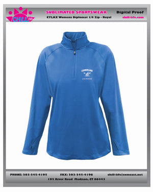 CUMBERLAND YOUTH LACROSSE DIPLOMAT 1/4 ZIP-LADIES FIT-ROYAL OR GREY