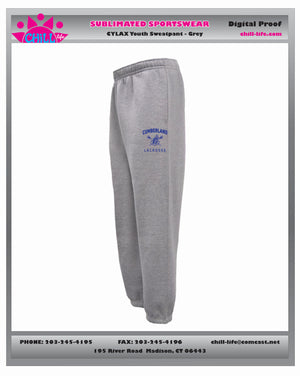 CUMBERLAND YOUTH LACROSSE RETRO SWEATPANT-YOUTH AND ADULT SIZES GREY