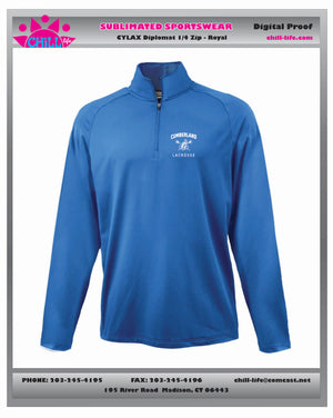 CUMBERLAND YOUTH LACROSSE DIPLOMAT 1/4 ZIP-ADULT SIZES -UNISEX GRAY OR ROYAL