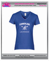 CUMBERLAND YOUTH LACROSSE LADIES V NECK TEE-RYAL ,GRE ,WHITE