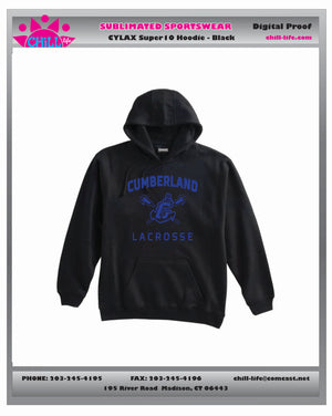 CUMBERLAND YOUTH LACROSSE 10 OZ HEAVYWEIGHT HOODIE-YOUTH AND ADULT SIZES GREY,BLACK OR ROYAL