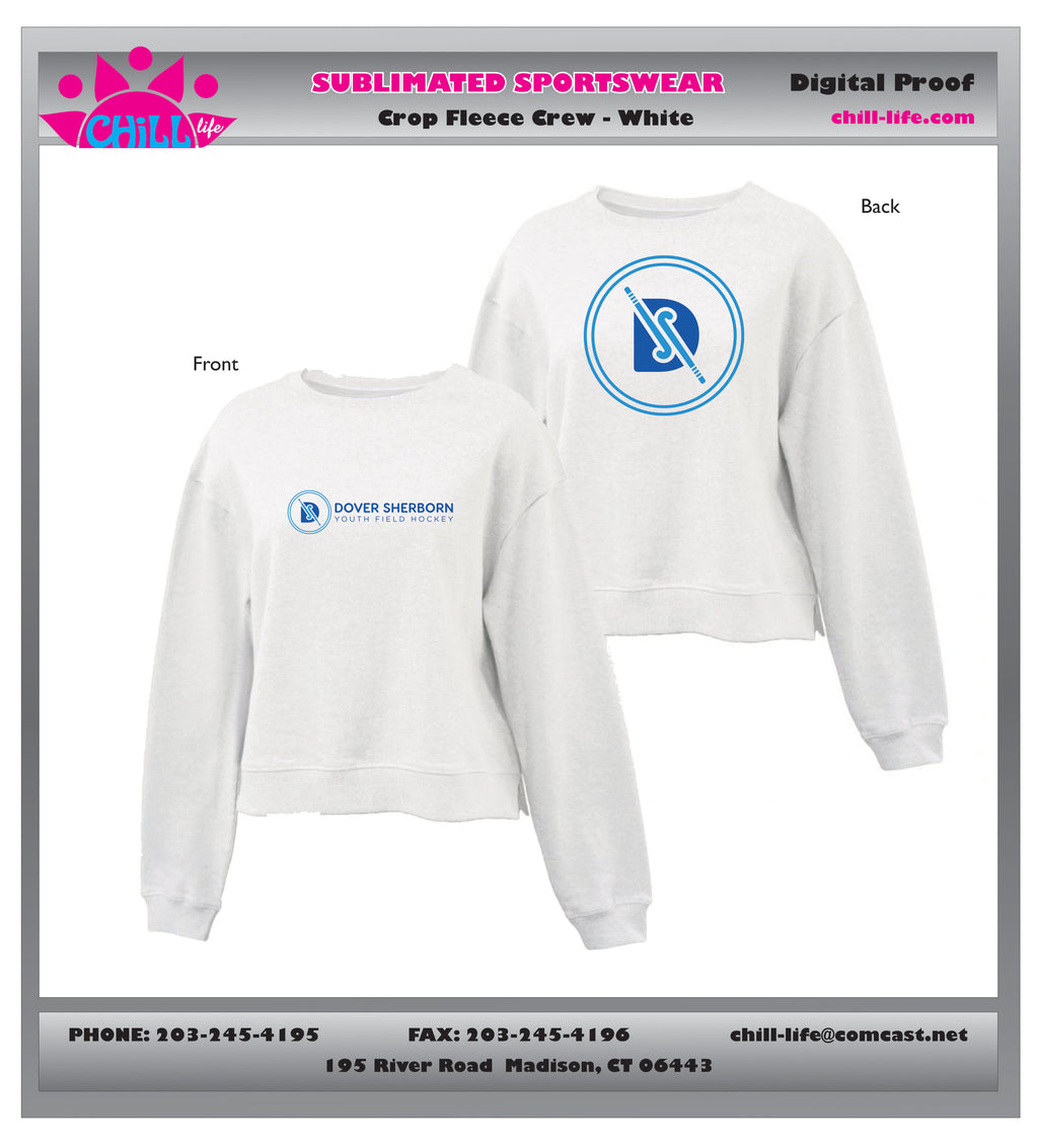 CROP FLEECE CREW-WHITE,BLACK OR GRAY