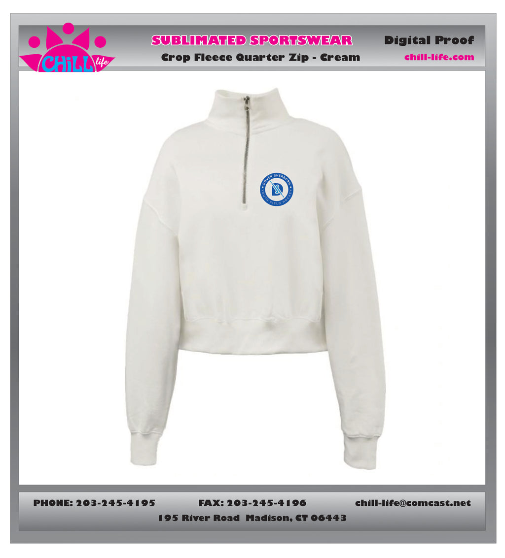 CROP FLEECE 1/4 ZIP-CREAM OR GRAY