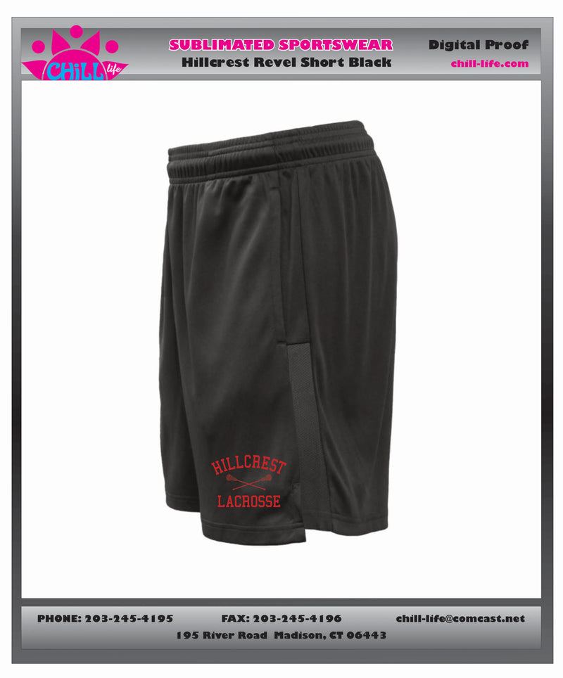 HILLCREST LACROSSE 7 INCH PERFORMANCE SHORTS-BLACK