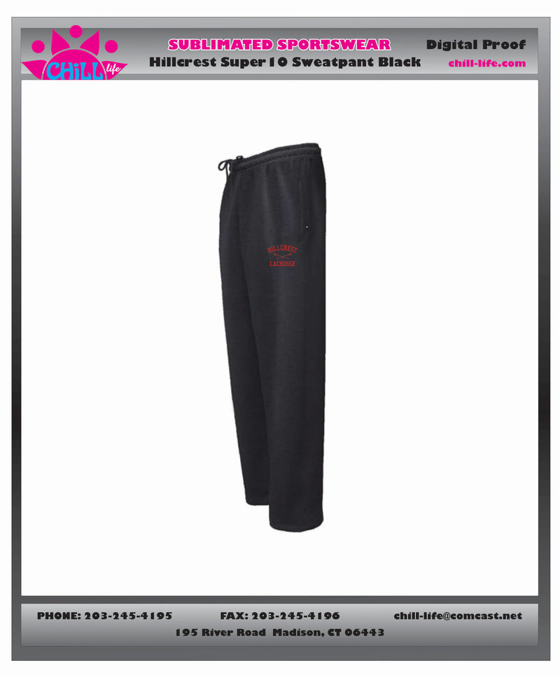 HILLCREST LACROSSE OPEN BOTTOM SWEATPANTS-BLACK OR GREY