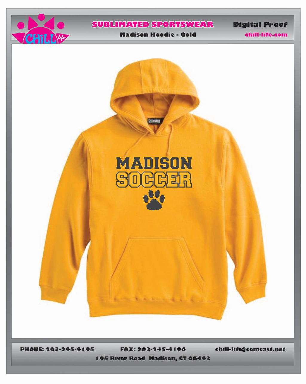 MADISON SOCCER HOODIE-BLACK,GOLD OR GRAY