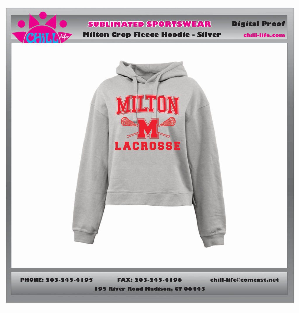 Milton Youth Lacrosse Women’s Cropped Hoodie- Grey or Black