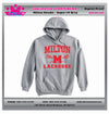 MILTON LACROSSE HOODIE FRONT PRINT-GREY OR BLACK