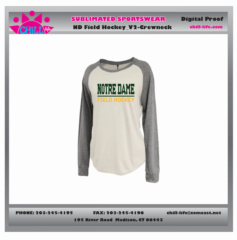 NOTRE DAME FIELD HOCKEY WOMEN'S RAGLAN CREW