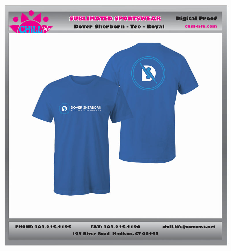 DOVER SHERBORN FIELD HOCKEY COTTON TEE-SOLID ROYAL