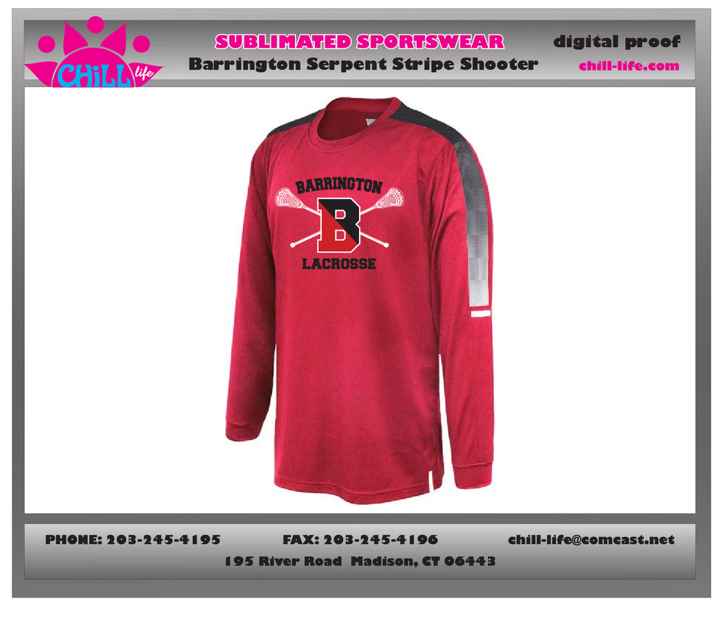 Barrington Lacrosse Red Long Sleeve Serpent Stripe Shooter