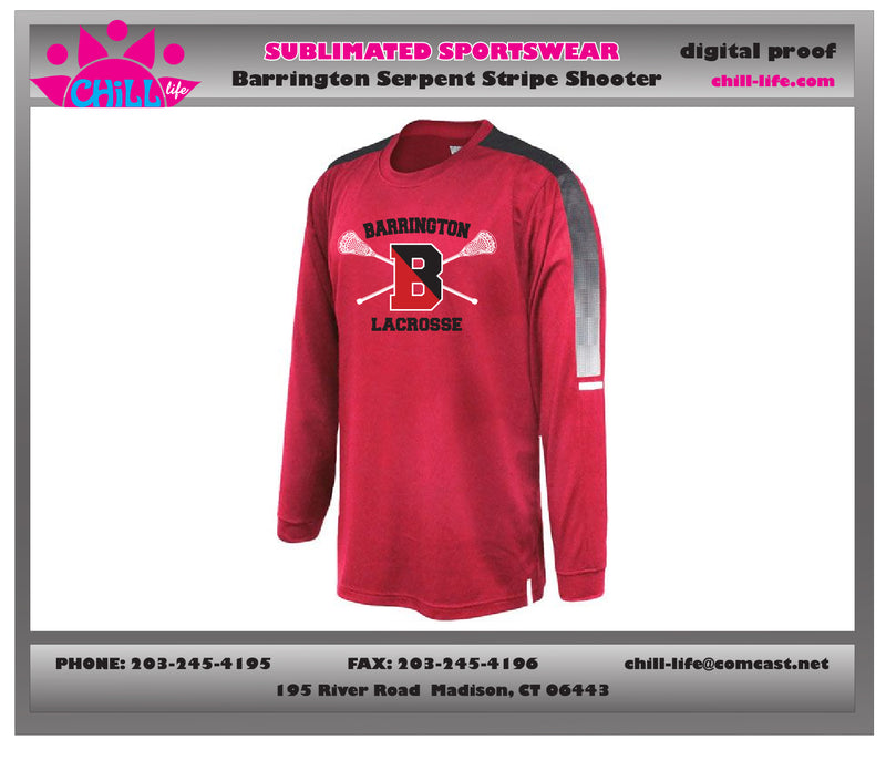 Barrington Lacrosse Red Long Sleeve Serpent Stripe Shooter