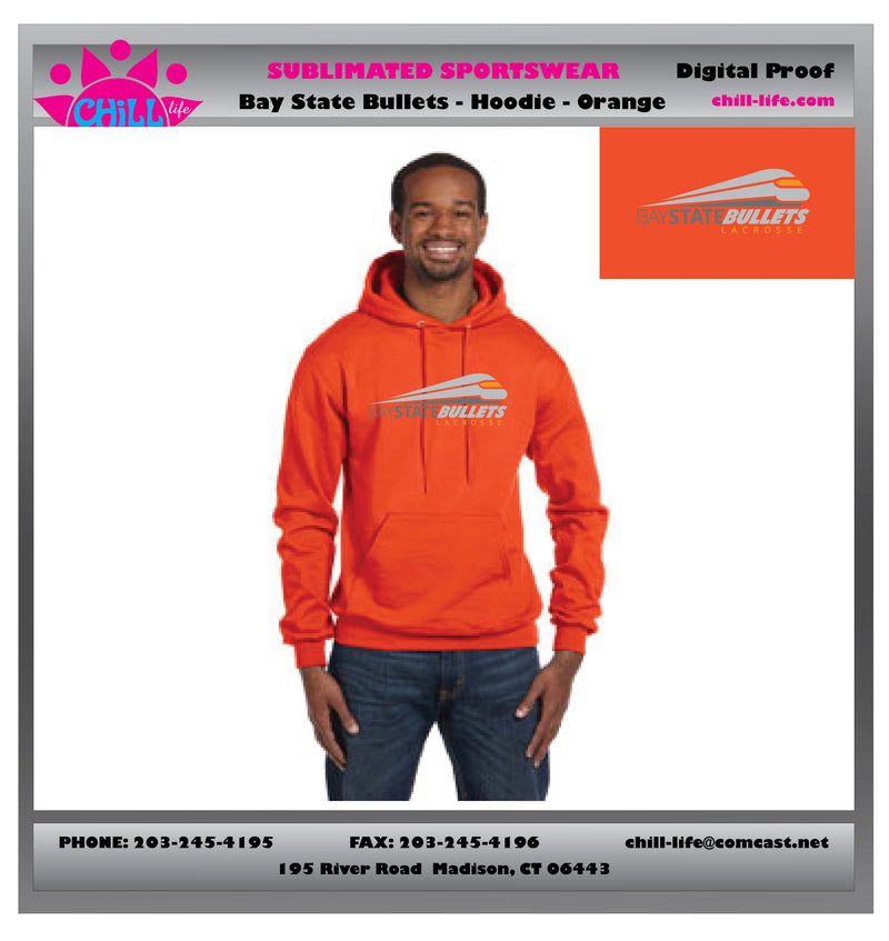 BAY STATE BULLETS 10 oz Heavyweight Hoodie-ORANGE