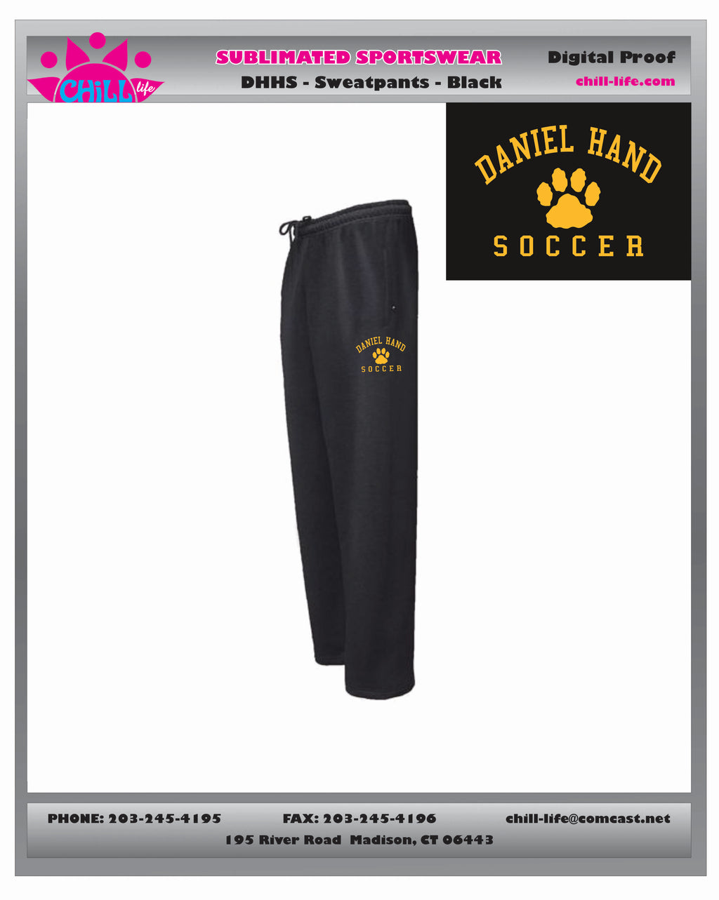 Daniel Hand Soccer Open Bottom Sweatspants PAW GRAPHIC-GRAY OR BLACK