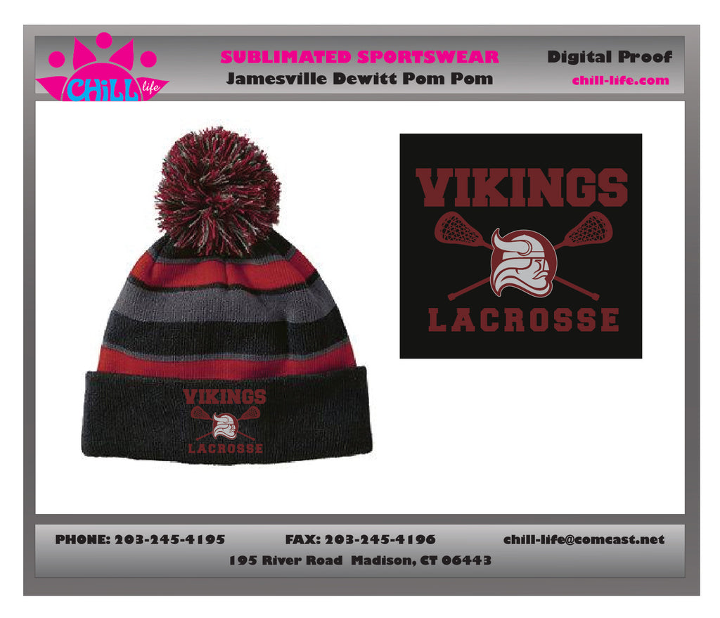 East Lyme Lacrosse Knit Pom Pom Hat