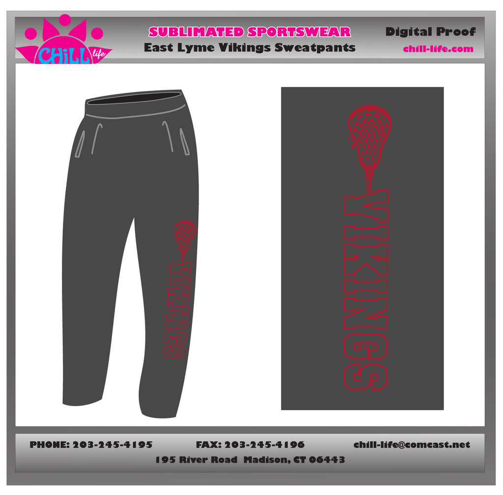 East Lyme Vikings Open Bottom Heavy Weight Sweatpants