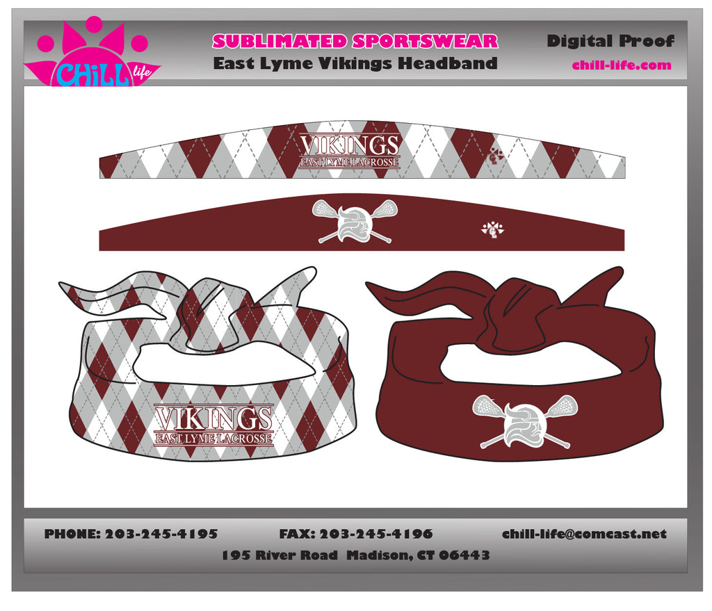 East Lyme Lacrosse reversible tie headband-sublimated