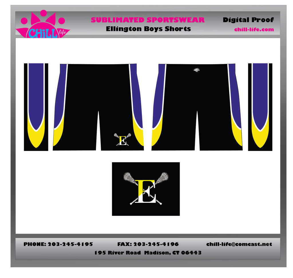 Ellington Lacrosse Boys 9" Sublimated Short with Pockets
