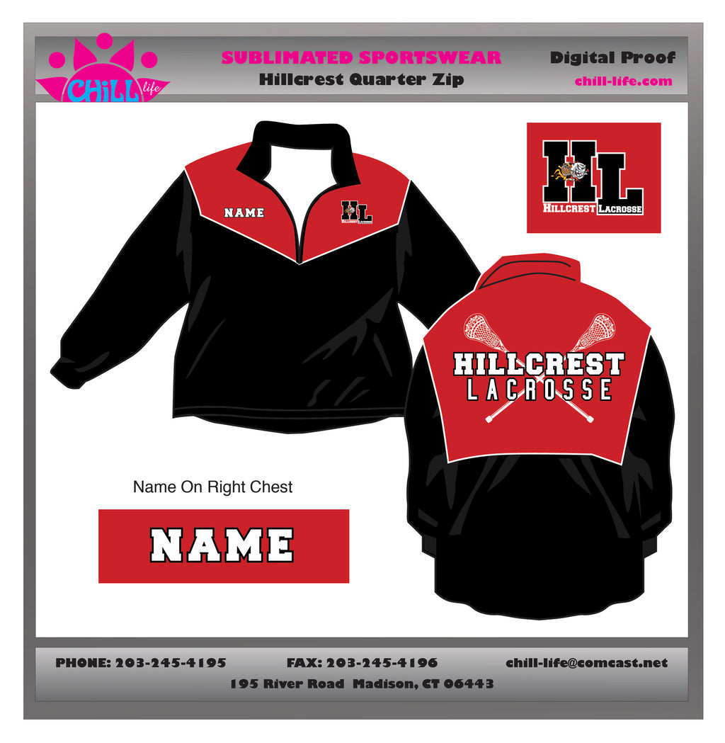 Hillcrest Lacrosse Sublimated 1/4 Zip Pullover Lacrosse Jacket