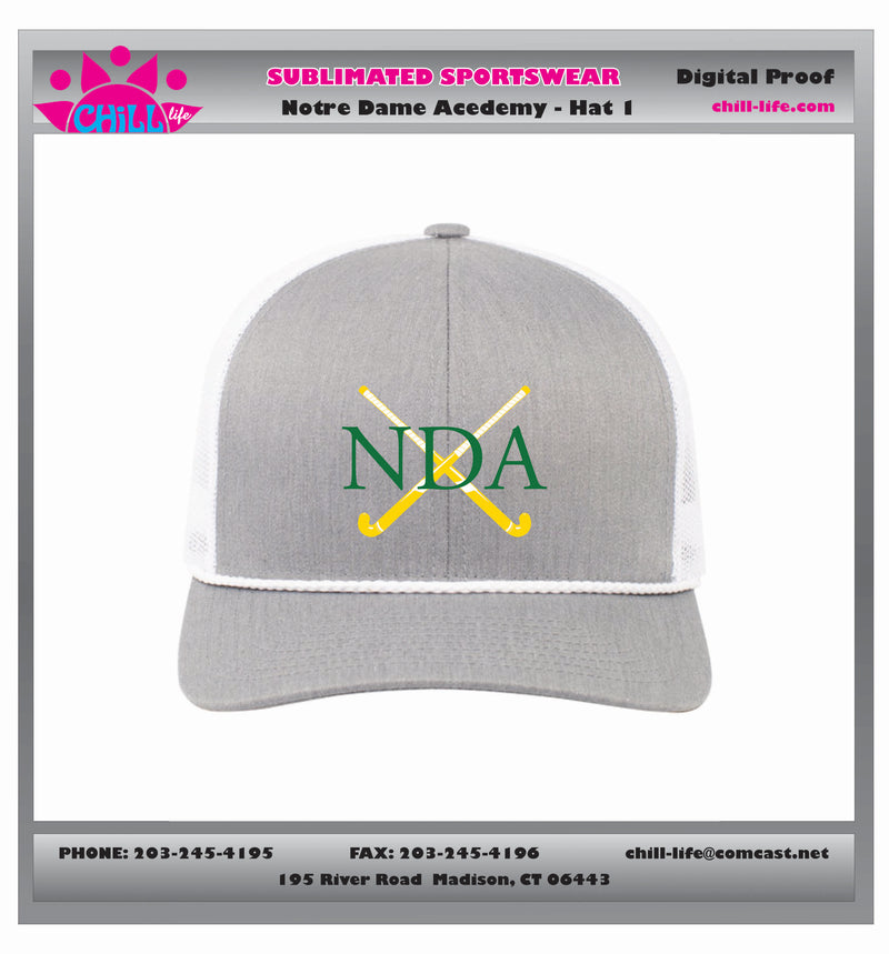 NOTRE DAME ACADEMY TRUCKER HAT-GRAY HEATHER/WHITE