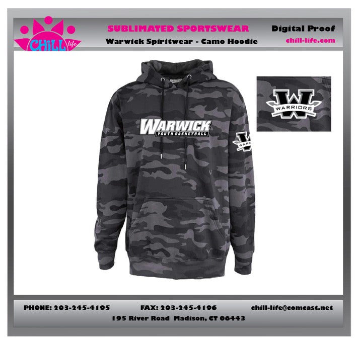 Warwick Warriors Basketball Black Camo Hoodie