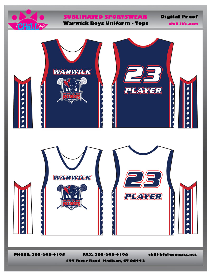 Warwick Youth Lacrosse Boys Game Reversible Jersey