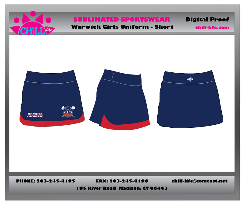 Warwick Youth Lacrosse Girls Game Skort