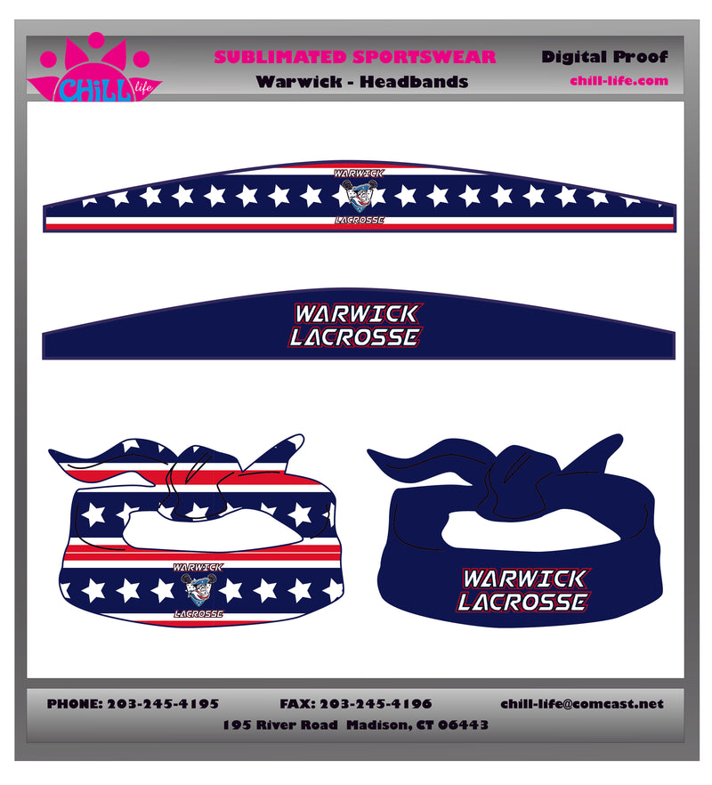 Warwick Lacrosse Reversible Headband/Bandana -Closed and Open